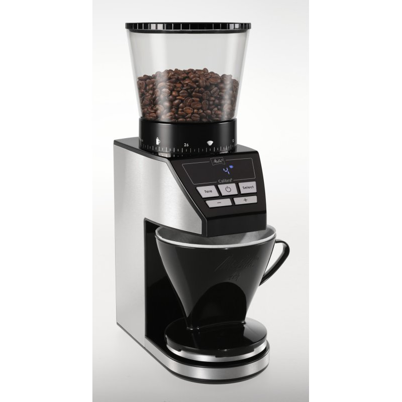 Kaffeemühle Calibra (schwarz/edelstahl, 160 Watt, integrierte Digital-Waage)
