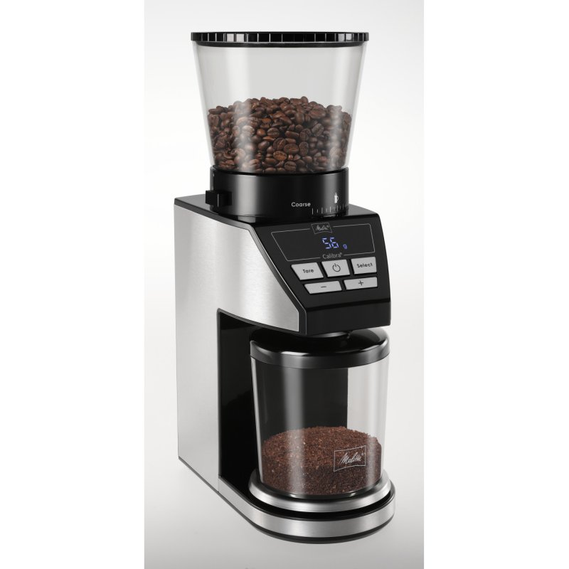 Kaffeemühle Calibra (schwarz/edelstahl, 160 Watt, integrierte Digital-Waage)
