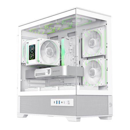 Boitier Moyen Tour ATX Gamemax Vista 2 ARGB avec panneaux vitrés (Blanc)