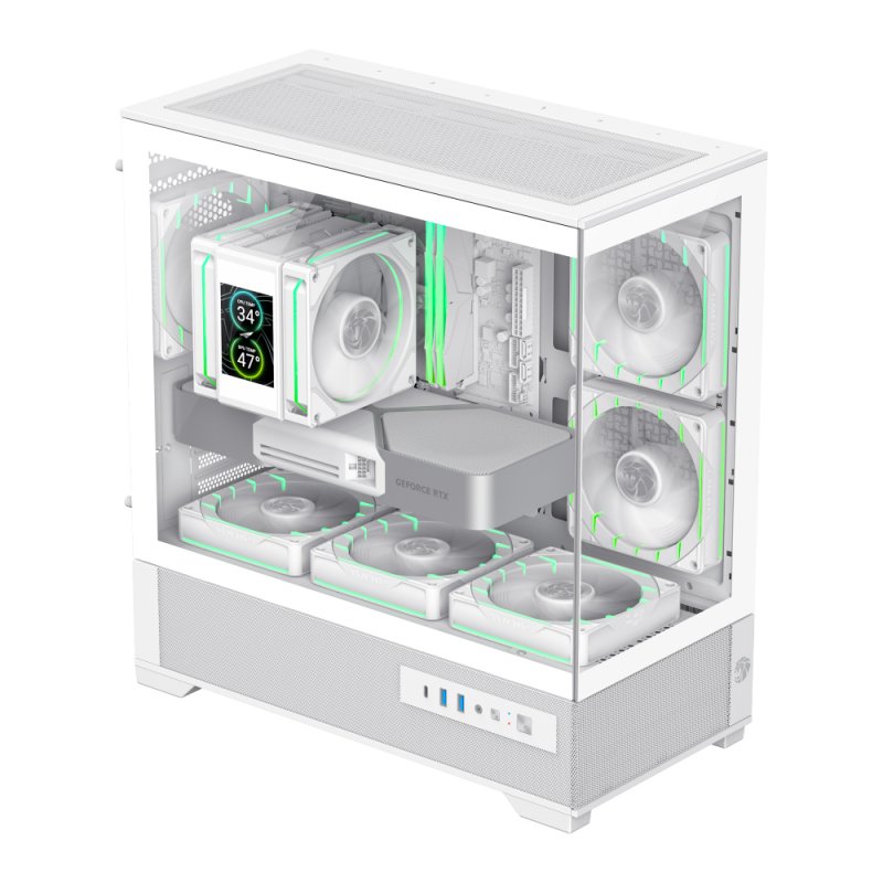 Boitier Moyen Tour ATX Gamemax Vista 2 ARGB avec panneaux vitrés (Blanc)