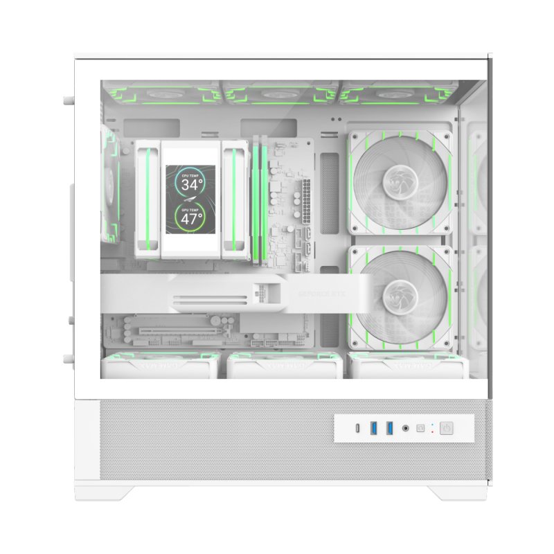 Boitier Moyen Tour ATX Gamemax Vista 2 ARGB avec panneaux vitrés (Blanc)