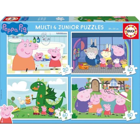 Educa - 20-40-60-80 pcs, Peppa Pig Multi 4 (80-20329)