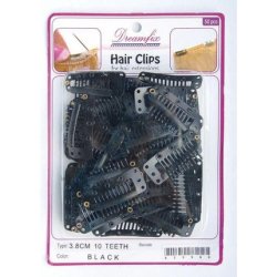 Dreamfix Hair Clips - 50 Pieces, 10 Teeth, 3.8 Cm, Black