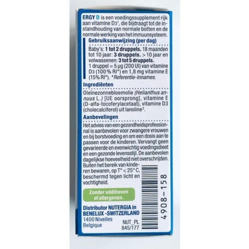Nutergia Ergy D Vitamin D3 200 IU 15ml