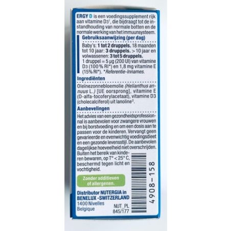 Nutergia Ergy D Vitamin D3 200 IU 15ml