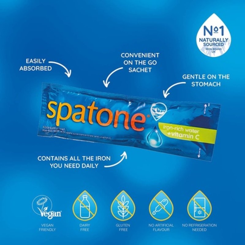 Nelsons Spatone Iron-Rich Water Natural Supplement Shot Apple Flavour with Vitamin C 42 Sachets 25ml - Pack of 3