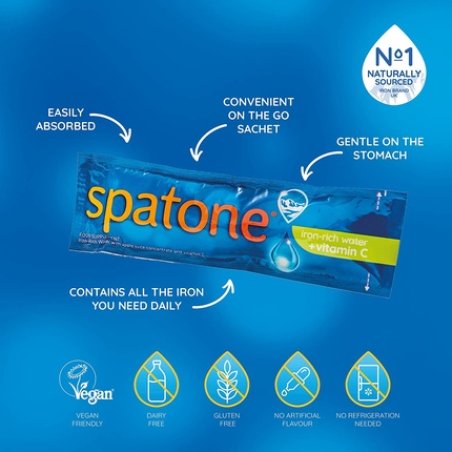 Nelsons Spatone Iron-Rich Water Natural Supplement Shot Apple Flavour with Vitamin C 42 Sachets 25ml - Pack of 3