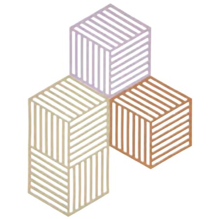 Zone Denmark - Hexagon Trivets - 3 Pieces - Lupine, Warm Sand, Light Terracotta