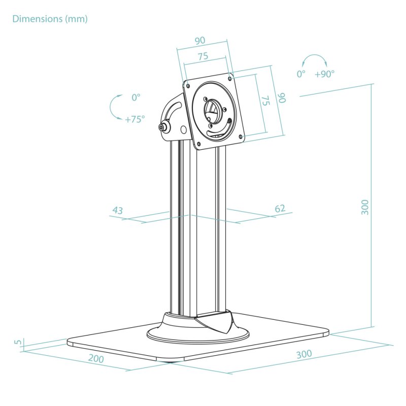 TooQ Table Stand Compatible with Anti-Theft Frame for Tablet and Screen