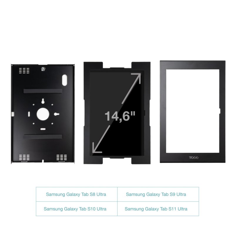 TooQ Encadrement Antivol avec Serrure de Sécurité pour Tablettes 14.6”