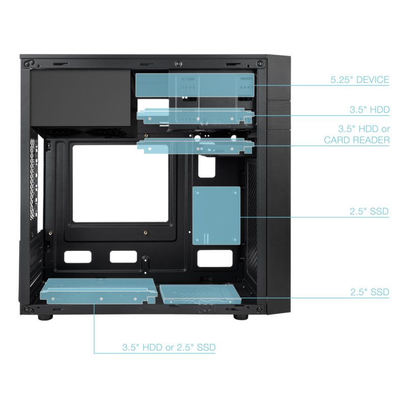 TooQ Micro ATX / Mini-ITX Mini Tower, Black