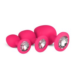 EasyToys ET603PNK anal sex toy Butt plug set Pink, Silver Silicon 3 pc(s)