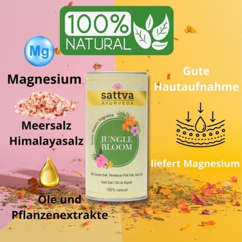 Sattva Jungle Bloom Bath Salt and Foot Bath - Relaxation Bath with Exotic Floral