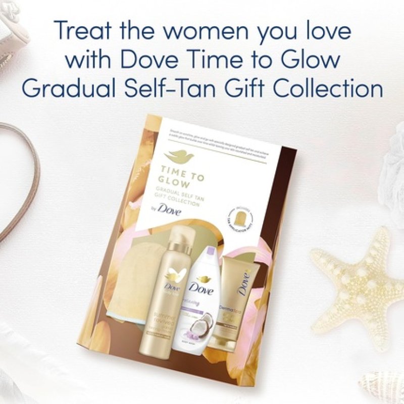 Dove Time to Glow Gradual Self Tan Collection Set with Tan Applicator for Her