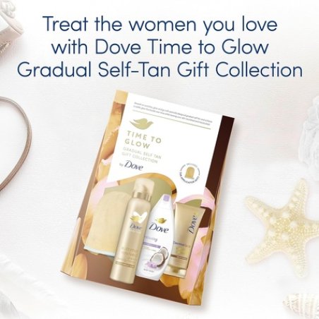 Dove Time to Glow Gradual Self Tan Collection Set with Tan Applicator for Her