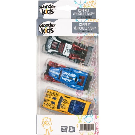 Set de 3 Voitures Métal 1/64ème - Modèle choisi aléatoirement