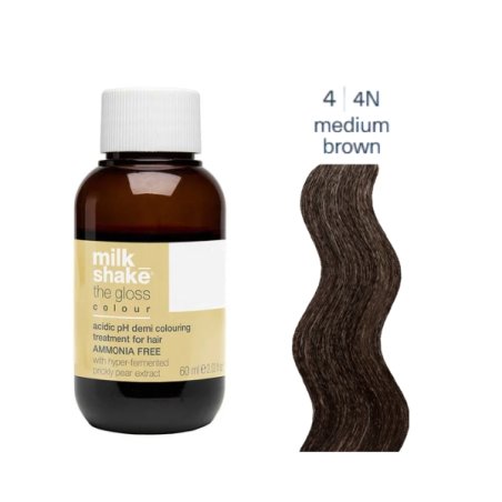 Milk Shake, The Golss Acidic pH, Demi-Permanent Hair Dye, 4 Castano, 60 ml