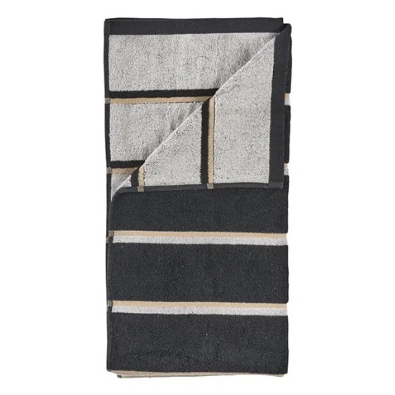Zone Denmark - Sauna Towel 100x50 cm - Black, Soft Grey, Camel