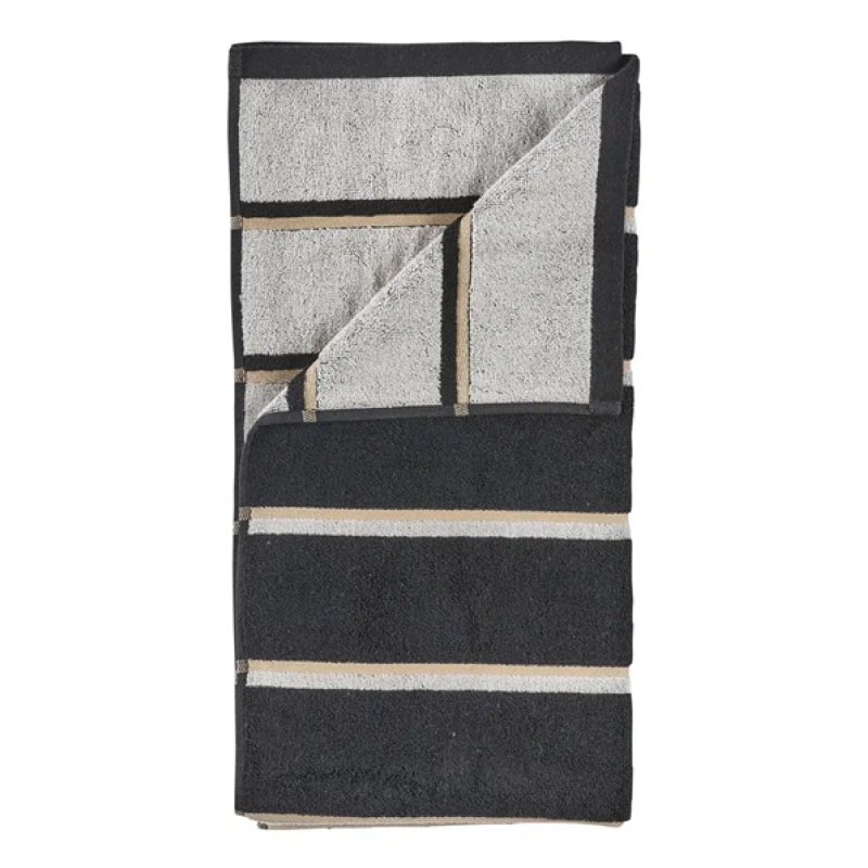 Zone Denmark - Sauna Bath Towel 140x70 cm - Black, Soft Grey, Camel