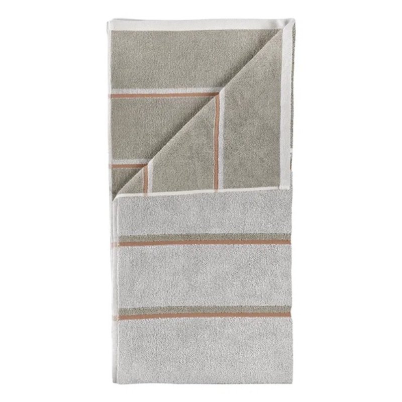 Zone Denmark - Sauna Bath Towel 140x70 cm - Soft Grey, Eucalyptus, Terracotta