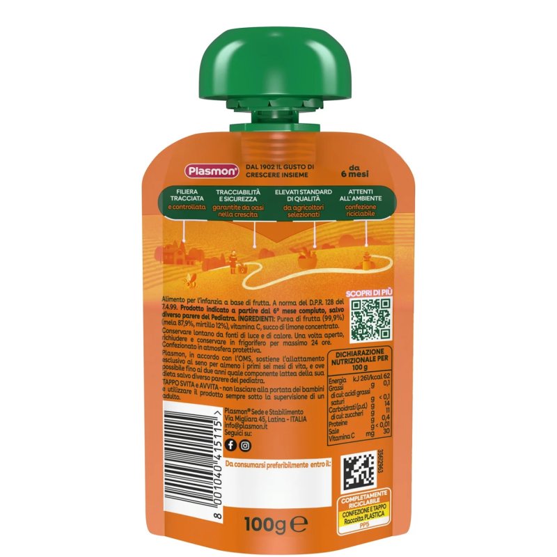 Plasmon 76018902 aliment à base de fruits pour bébé 100 g 1 pièce(s)