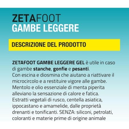 Zetafoot Light Legs Gel with Escin, Diosmin, and Plant Extracts