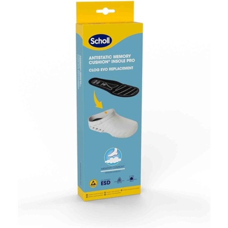 Scholl Clog Evo White Pro Antistatic Insoles with Memory Cushion