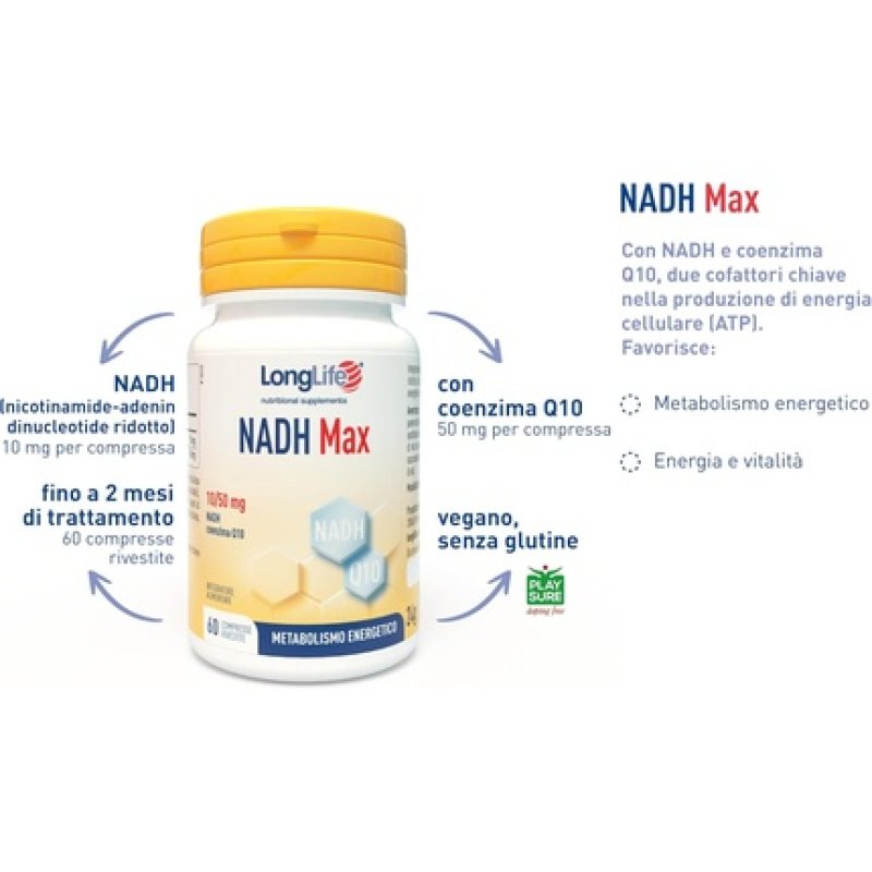 Longlife Nadh Max with Coenzyme Q10 for Energy Metabolism