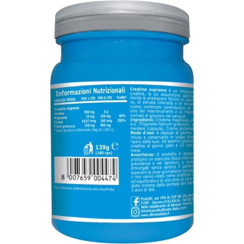 Ultimate Italia Creatine Supreme Magnesium Chelate 180 Capsules