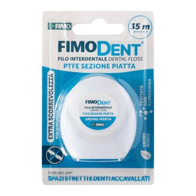 Fimodent Dental Floss 35m PTFE Flat Part Extra Smooth Ideal for Tight Spaces