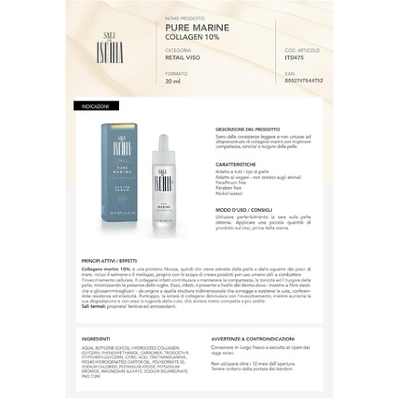 Sali Di Ischia Marine Collagen 10% 30ml Pure Skin Serum