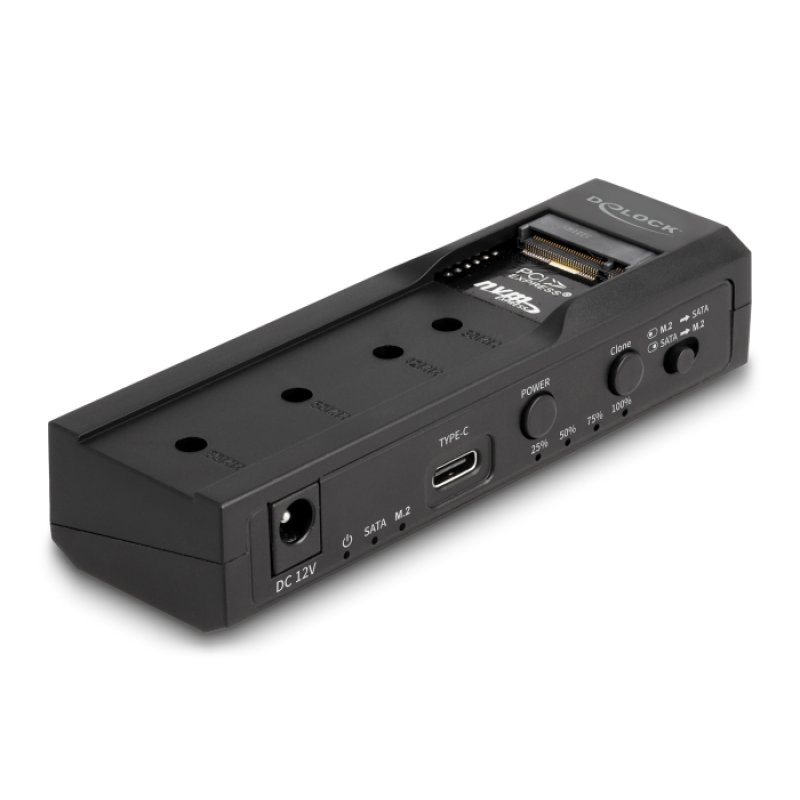 DeLOCK Convertisseur USB Type-C pour 1 x SSD M.2 NVMe 1 x SATA SSD / HDD avec fonction Clone