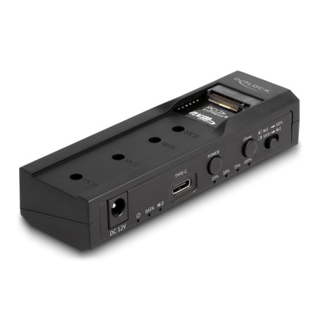 DELOCK USB Type-C Konverter fur 1 x M.2 NVMe SSD 1 x SATA SSD / HDD mit Klon Funktion