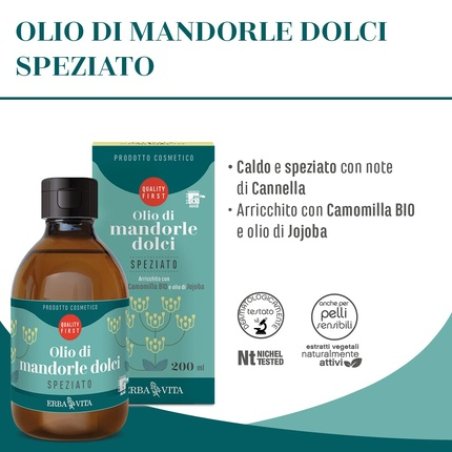 Erba Vita Sweet Almond Oil Spicy Enriched with Softening and Soothing