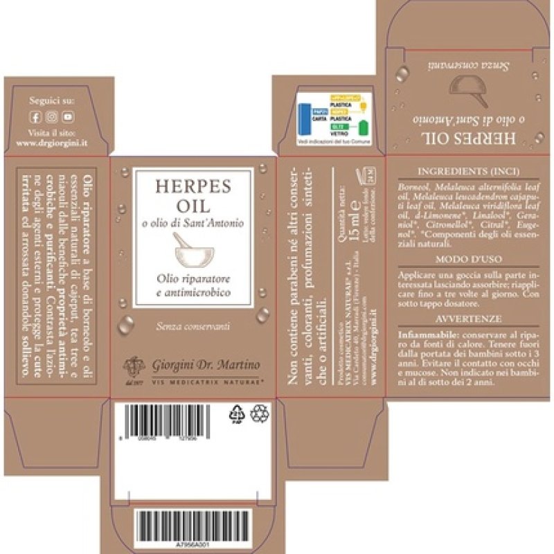 Giorgini Dr. Martino Herpes Oil Restorative or Antimicrobial 15ml