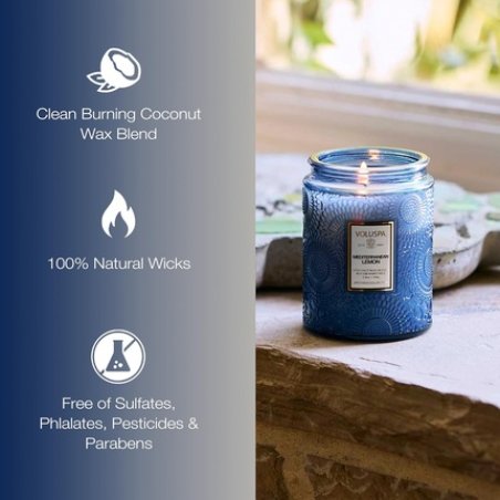 Voluspa Mediterranean Lemon Candle Jar 55oz Coconut Wax Blend - Small Scented