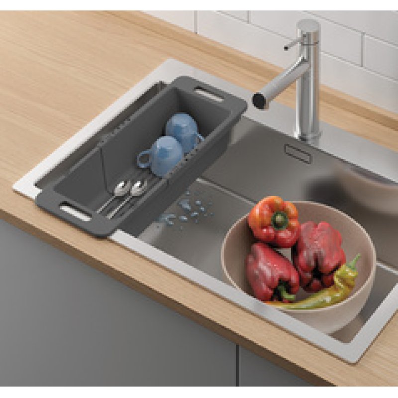 metaltex Égouttoir Drain-Flex, extensible, plastique, gris