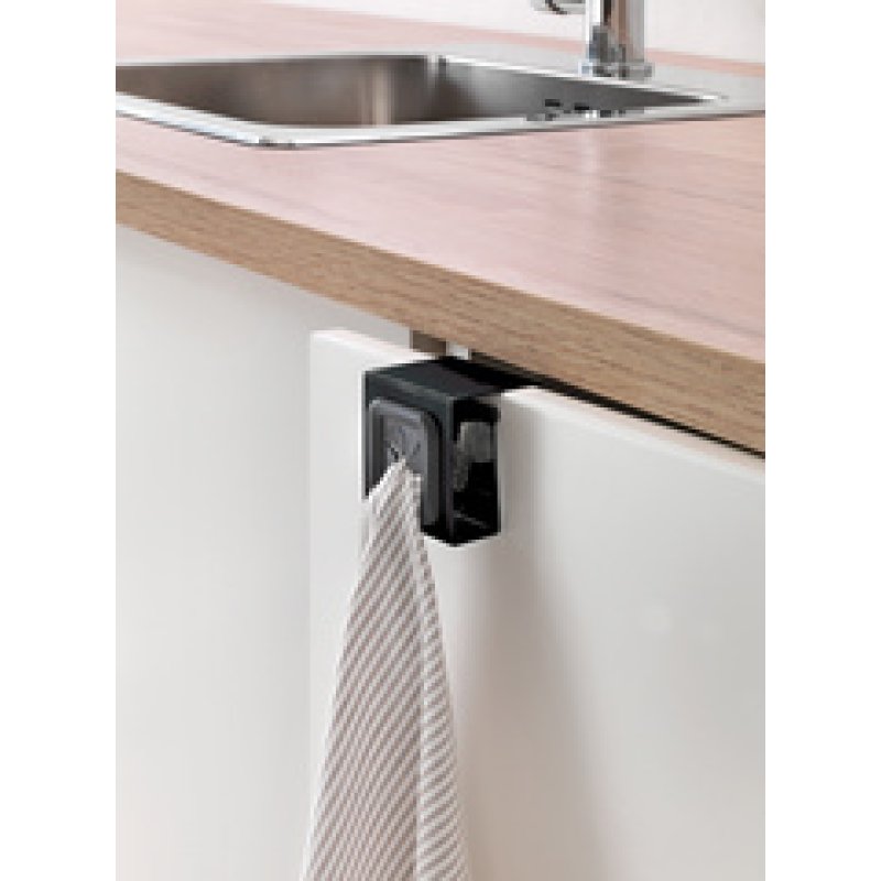 metaltex Porte-serviette, pour accrocher, carré, noir/gris