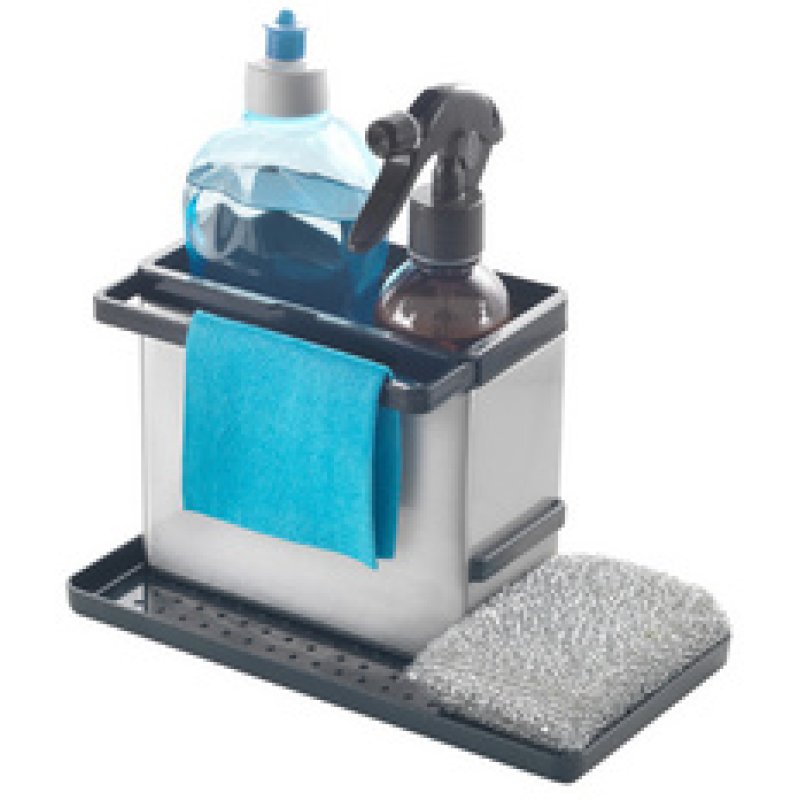 metaltex Rangement pour évier Tidytex INOX, argent/noir