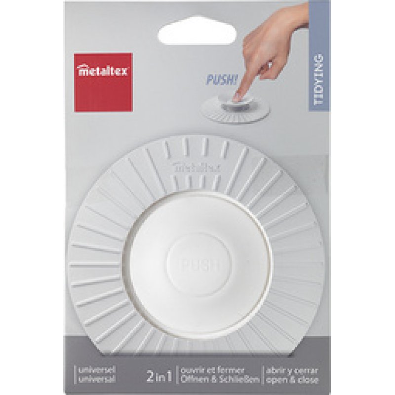 metaltex Bouchon d'évier universel, silicone, blanc
