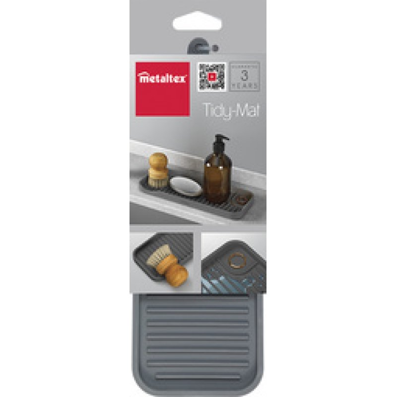 metaltex Rangement silicone pour évier Tidy-Mat XL, gris