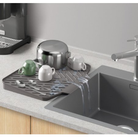 metaltex Tapis d'égouttage Gravity-Duo, caoutchouc, gris