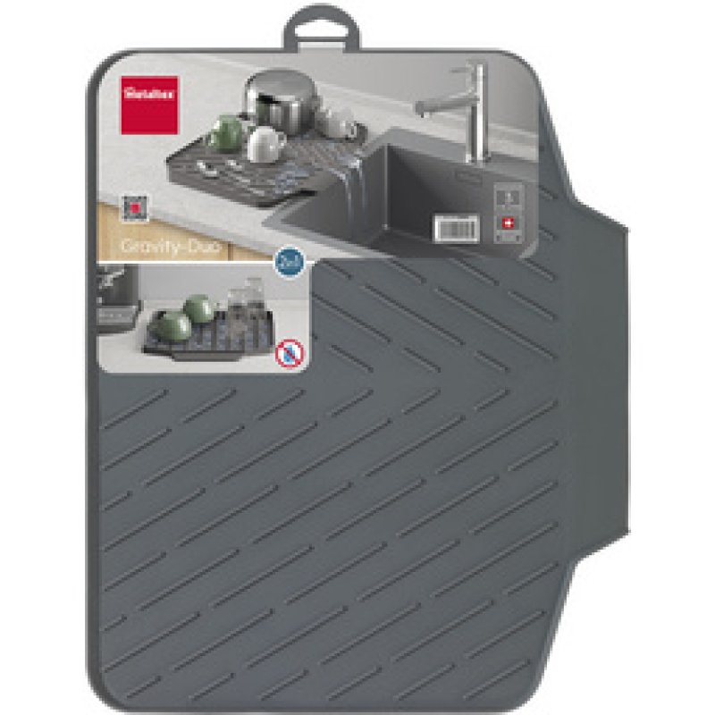 metaltex Tapis d'égouttage Gravity-Duo, caoutchouc, gris