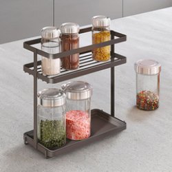 metaltex Étagère à épices Tokyo LAVA, 2 niveaux, noir mat