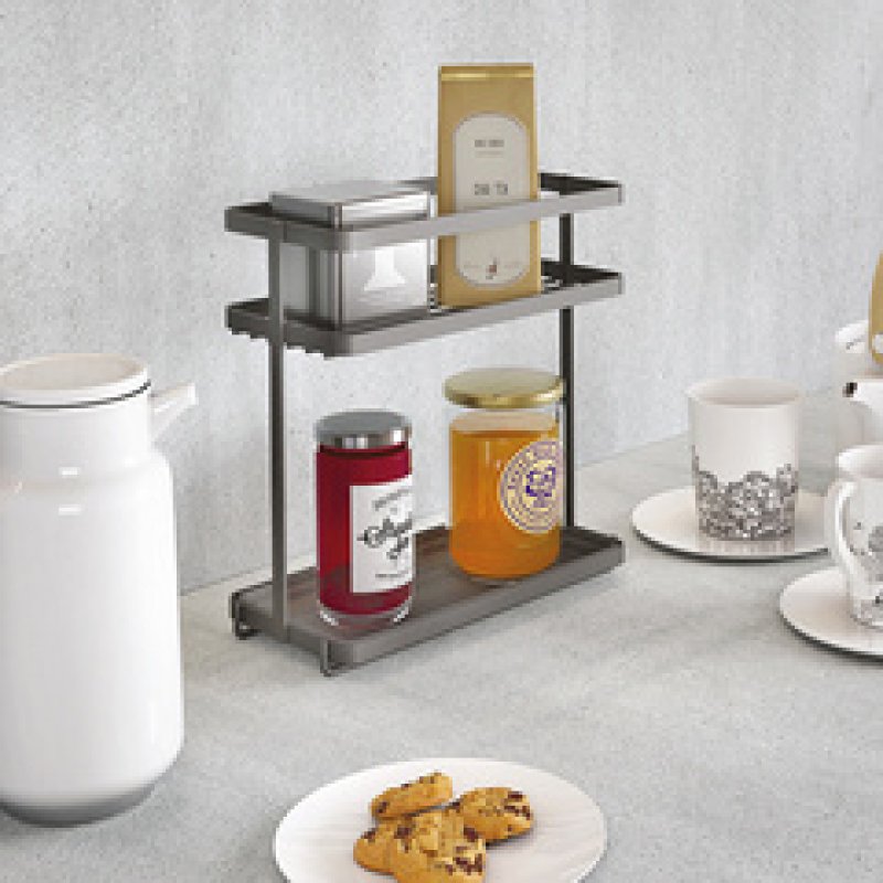 metaltex Étagère à épices Tokyo LAVA, 2 niveaux, noir mat