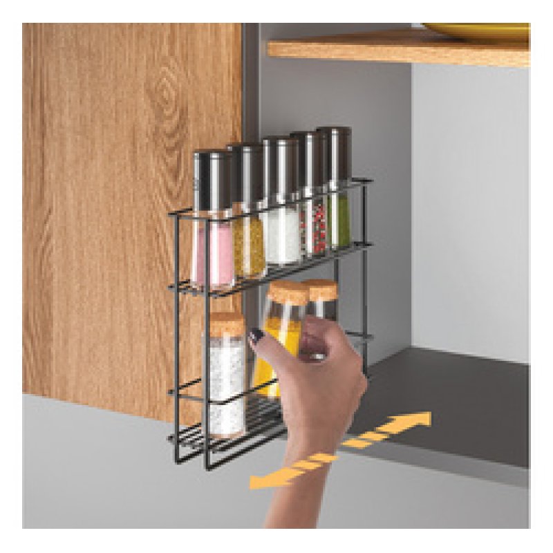 metaltex Étagère à épices In&Out LAVA, coulissant, noir