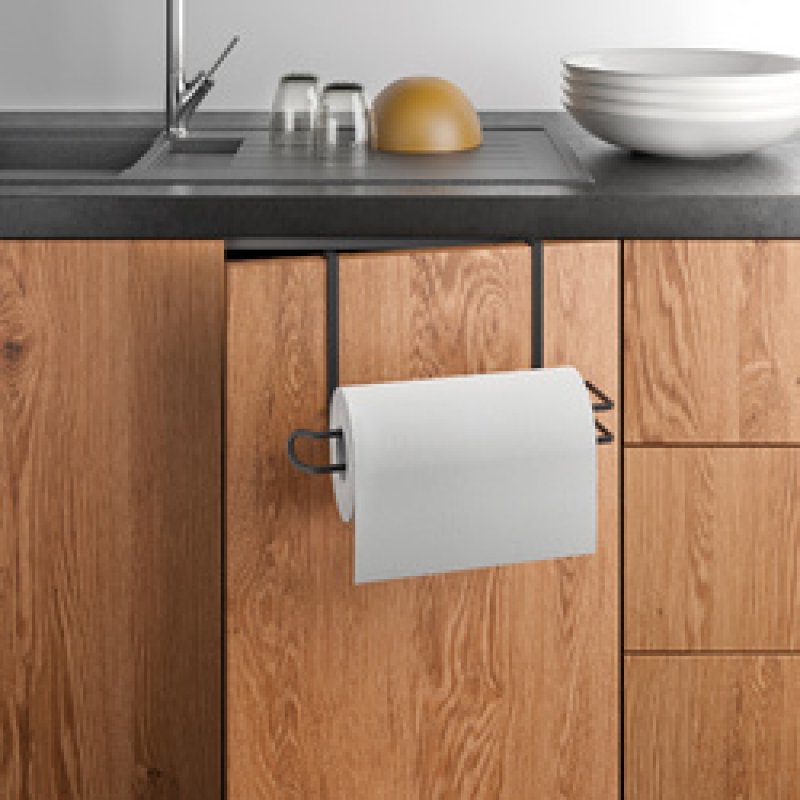 metaltex Porte-rouleau de cuisine Easy-Roll LAVA, noir mat