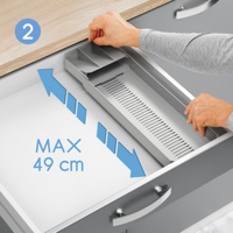 metaltex Range-couverts Uni-Fit, plastique, gris