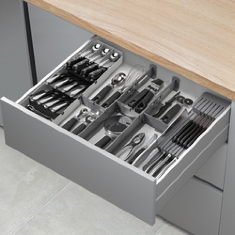 metaltex Organiseur de tiroir Multi-Fit Plus, ABS, gris