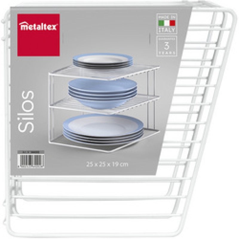metaltex Étagère d'angle Silos, 2 niveaux, blanc